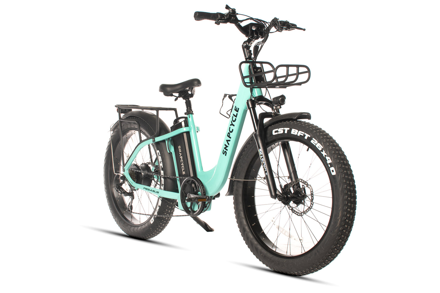 Pegasus Electric Fat Tire Bike for Adults – 750W Motor, 48V 15Ah Battery with Samsung Cells, 26" Tires, Stylish Tiffany Blue, Shimano 7-Speed, Front Suspension, LCD Display