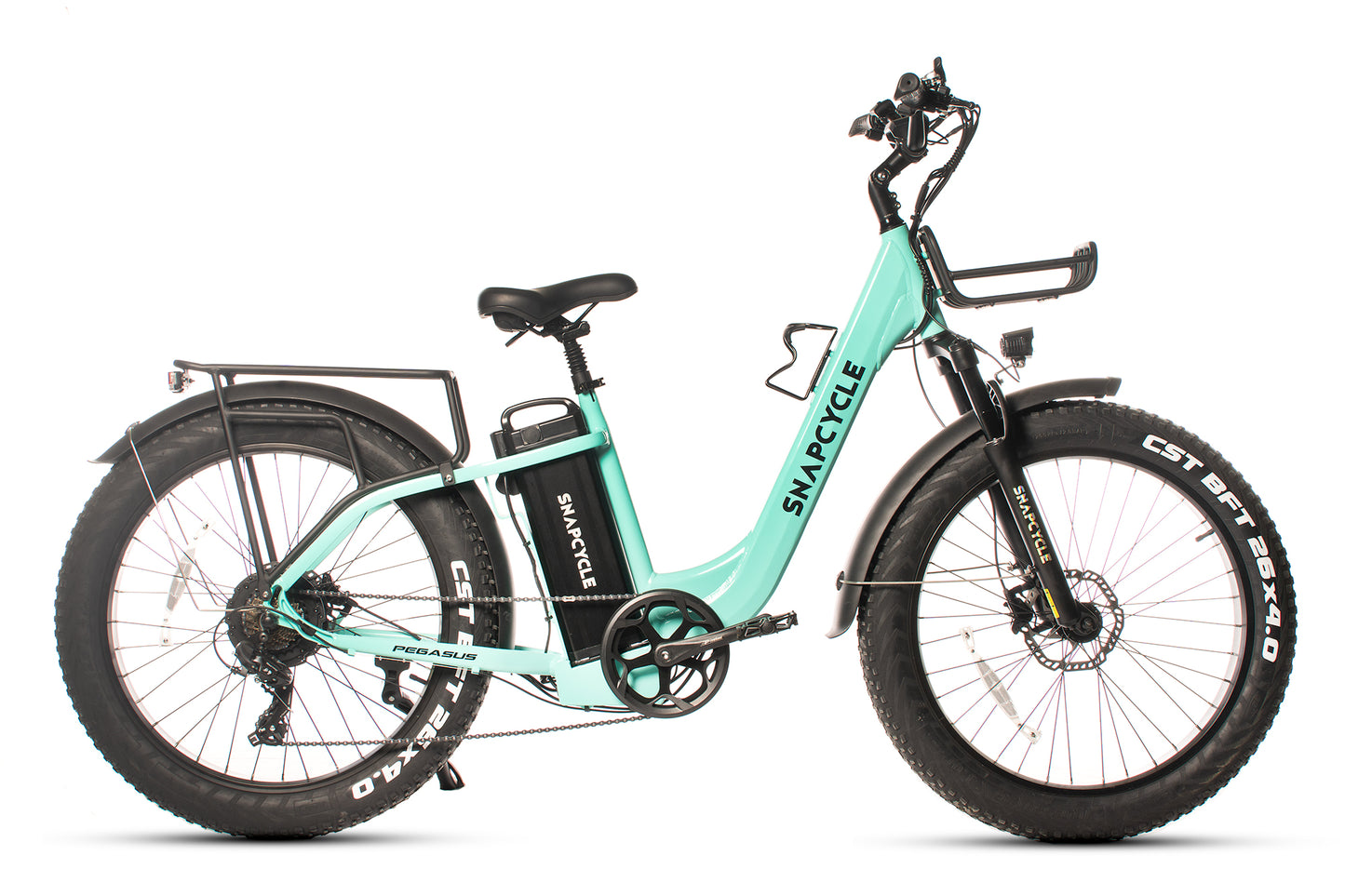 Pegasus Electric Fat Tire Bike for Adults – 750W Motor, 48V 15Ah Battery with Samsung Cells, 26" Tires, Stylish Tiffany Blue, Shimano 7-Speed, Front Suspension, LCD Display