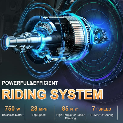 R1 Step Electric Bike for Adults, 1200W Peak Motor 28MPH, 672Wh Samsung Battery, 40+ Mile Range, 26"x4" Fat Tires, Shimano 7-Speed, Hydraulic Brakes, UL Certified