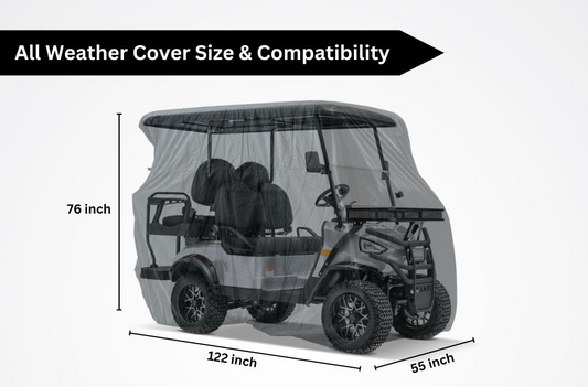 Dr. Gooliu All-Weather Cover for Golf Cart and UTV, Superior Water Resistance with Tri-Waterproof Coating, Fits Most 2-4 Passenger Carts, Reflective Stripes for Safety
