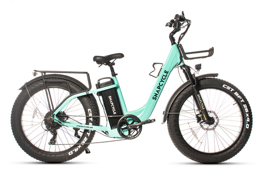 Pegasus Electric Fat Tire Bike for Adults – 750W Motor, 48V 15Ah Battery with Samsung Cells, 26" Tires, Stylish Tiffany Blue, Shimano 7-Speed, Front Suspension, LCD Display